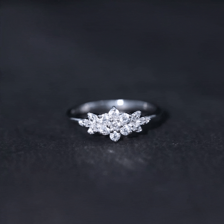 Cubic Zirconia Flower Cluster Engagement Ring Zircon - ( AAAA ) - Quality - Rosec Jewels