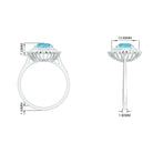 Rosec Jewels-Round Swiss Blue Topaz Cocktail Ring with Moissanite Double Halo