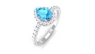 Rosec Jewels-1 CT Swiss Blue Topaz Teardrop Engagement Ring with Diamond Halo