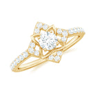 3/4 Carat Minimal Moissanite Flower Engagement Gold Ring Moissanite - ( D-VS1 ) - Color and Clarity - Rosec Jewels