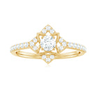 3/4 Carat Minimal Moissanite Flower Engagement Gold Ring Moissanite - ( D-VS1 ) - Color and Clarity - Rosec Jewels